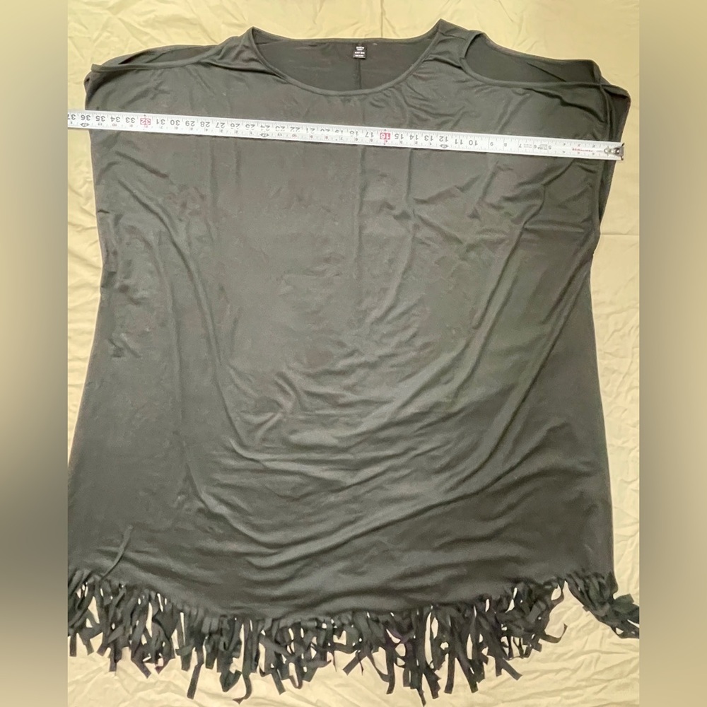 SHEIN Black Sleeveless T-Shirt Dress Fringe Accent Plus Size 8X Long
